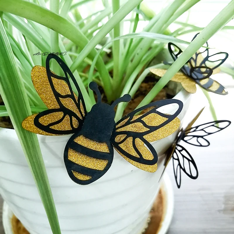 12Pcs 3D Double Layer Bees Wall Stickers Living Room Wedding Party Decoration Kids Room Household Decor DIY Wall Art Stickers