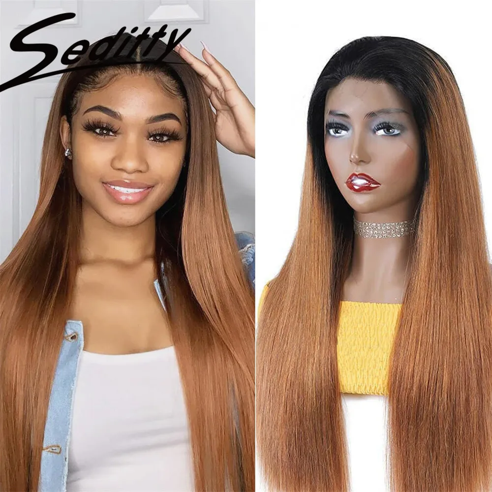 

22 Inch Bone Straight Ombre HD Colored 13x4 Lace Front Brazilian Wig 1BT30 13x4Highlight Human Hair Lace Frontal Wig For Women