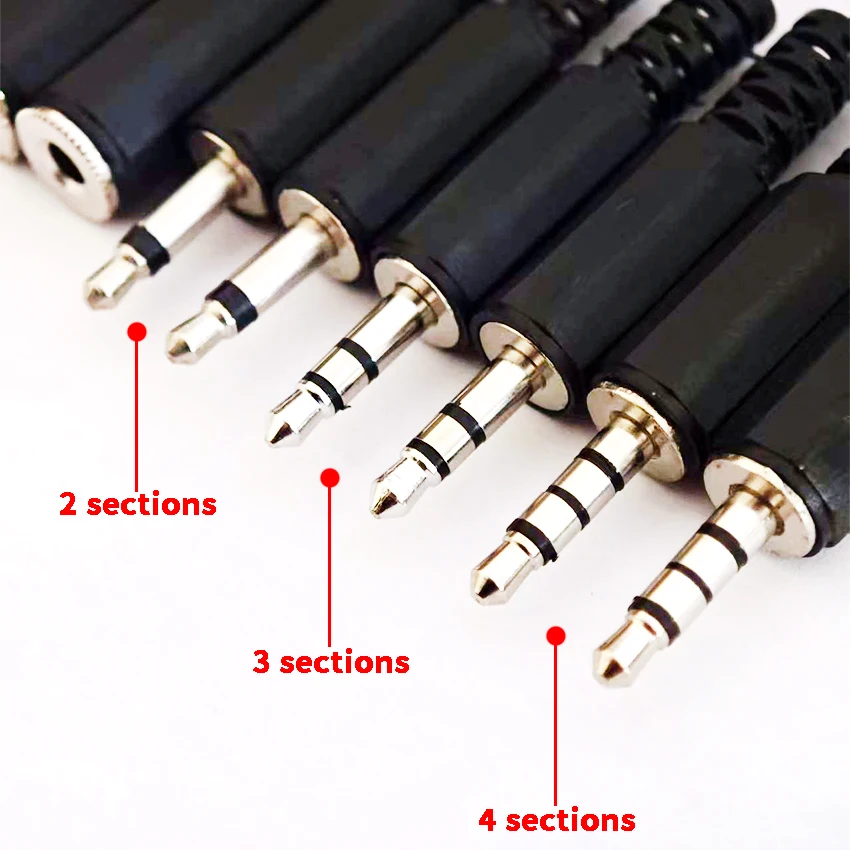 1pair/2pcs 3.5mm Headphone Connector Black Plastic Housing Audio Jack Plug 2,3,4 Sections Soldered Plug For Microphone Connector