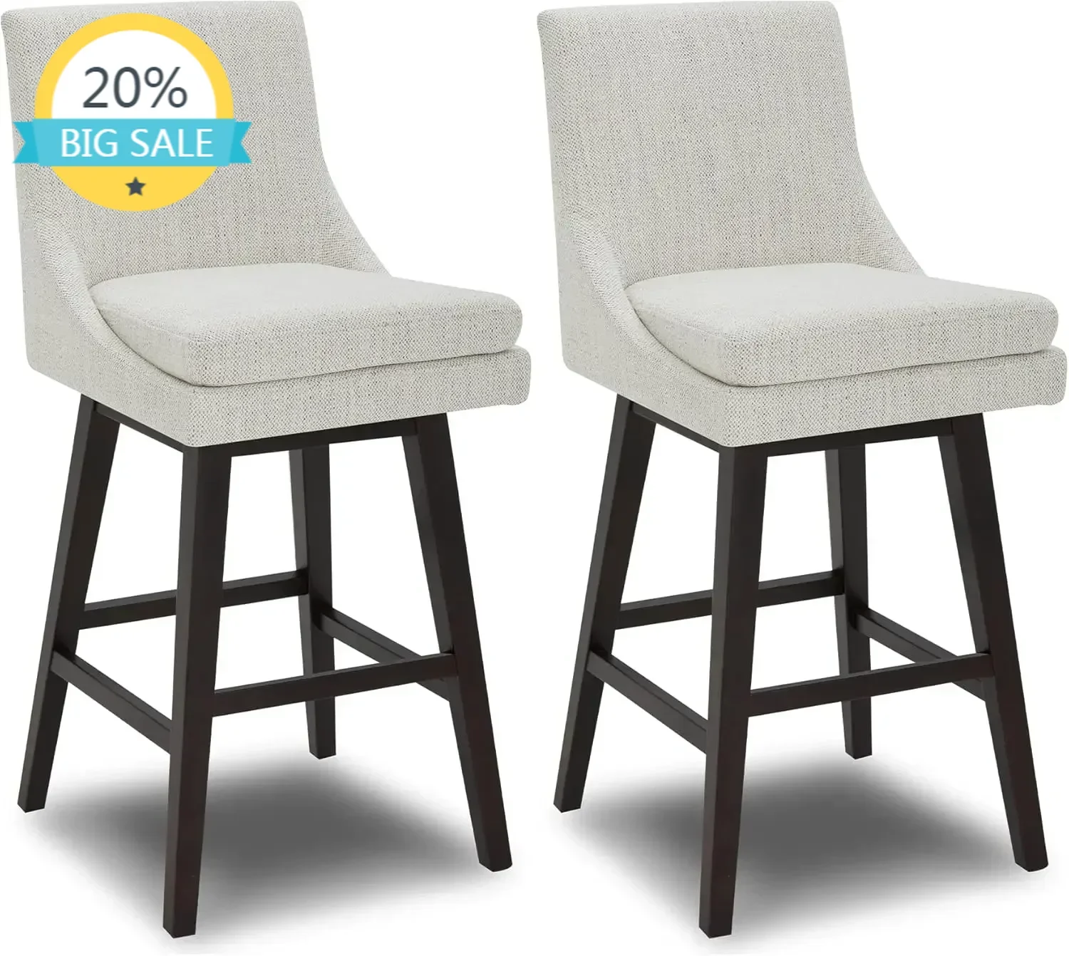 

Big Clearance Sale BestsellerBestsellerBar Height Swivel Barstool with Back Set of 2, FSC Certified Upholstered Bar Stool, 30.7"