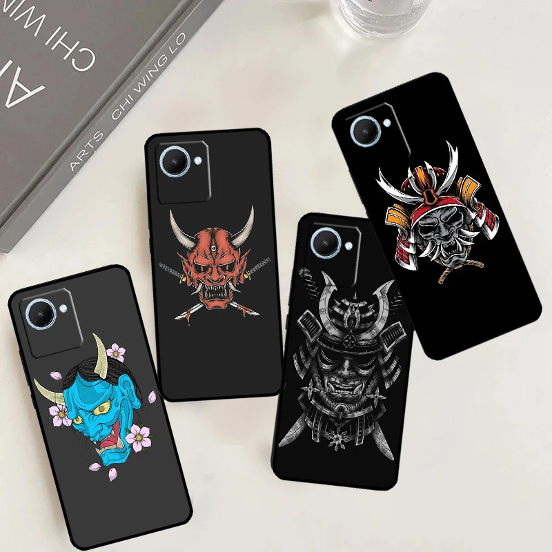 Japanese Samurai Oni Mask For Realme 12 Pro Plus 11 10 9 GT Neo5 GT5 C51 C30 C31 C33 C35 C11 C25s C21Y C55 C53 Case