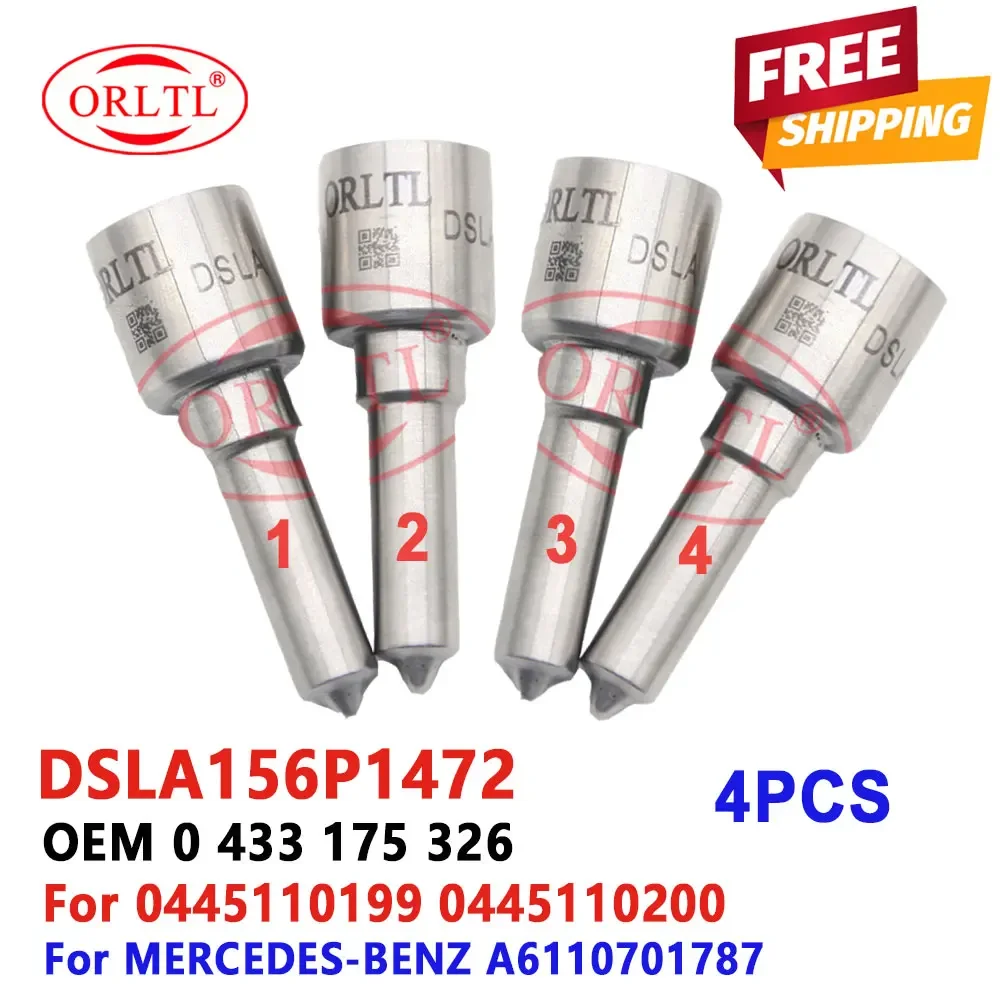 4 PCS New DSLA156P1472 Diesel Nozzle DSLA 156 P 1472 Sprayer 0433175430 For MERCEDES-BENZ A6110701787 0445110199 0445110200
