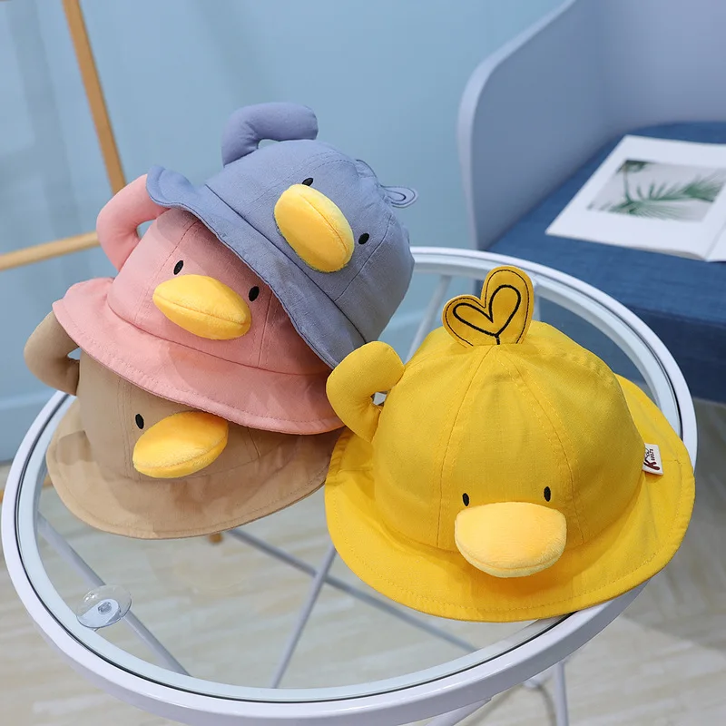 Baby Pot Hat Summer Cartoon Yellow Duck Boy Girls Sun Hat Beach Accessories Children's Sun Hat Panama Hat