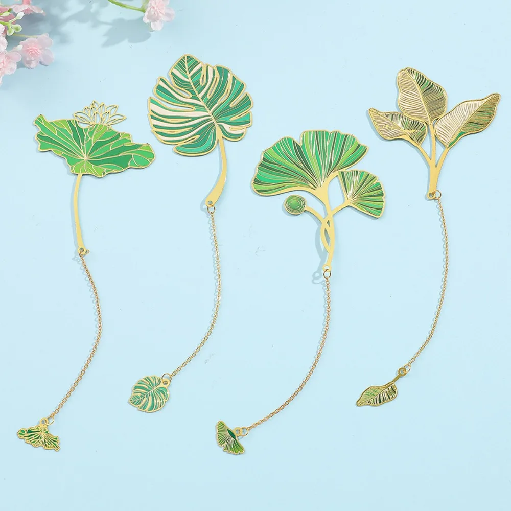 علامة مرجعية على شكل ورقة معدنية عتيقة مجوفة، هدية أدبية قديمة من أربعة نباتات للمعلمين والطلاب، أدوات مكتبية لأعياد الميلاد #6