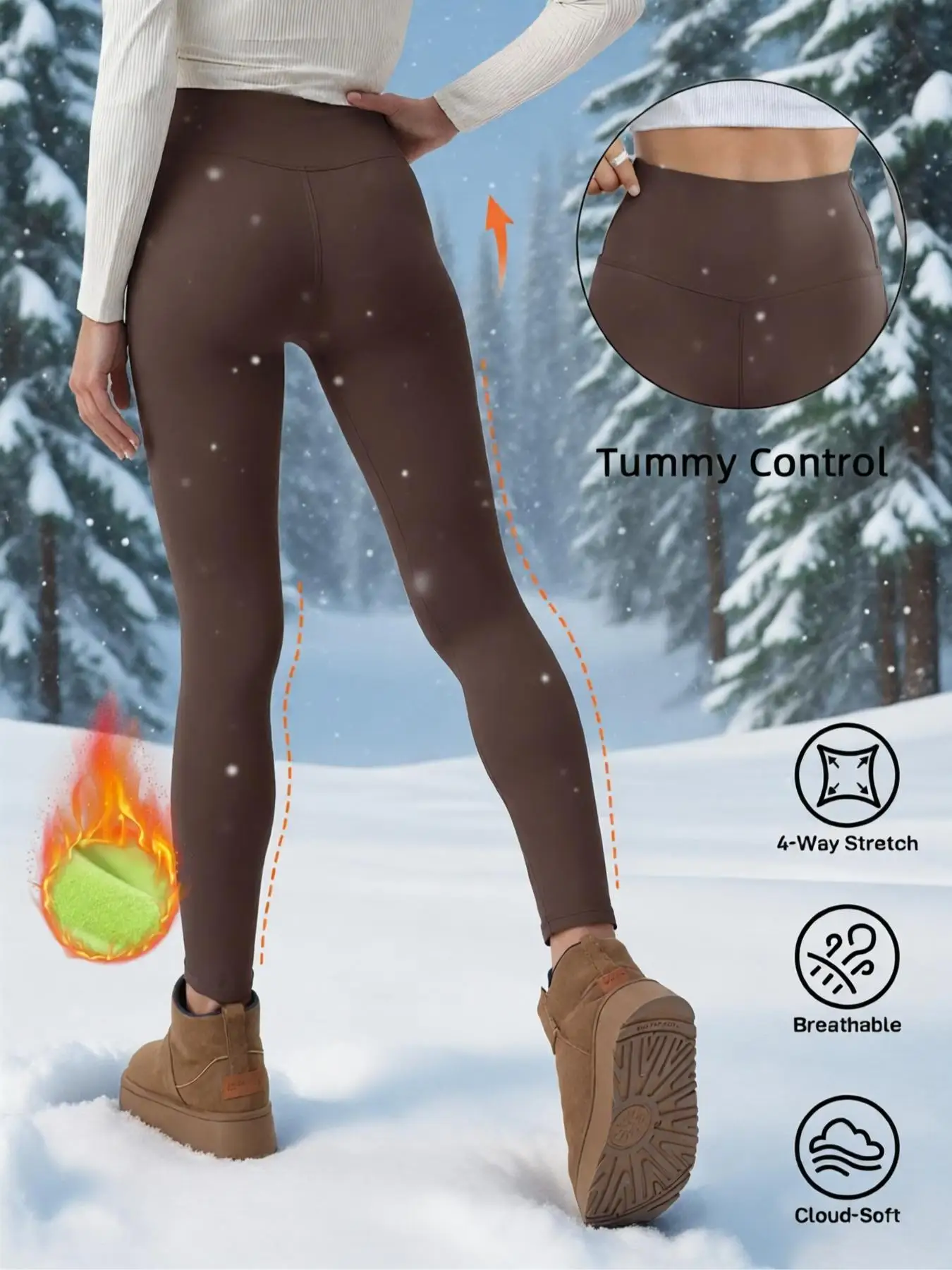 Women's Fleece Lined Warm Pants Outdoor Skiing Pants Winter Hiking Pants, Thermal Insulated Leggings for Cold Weather Activities