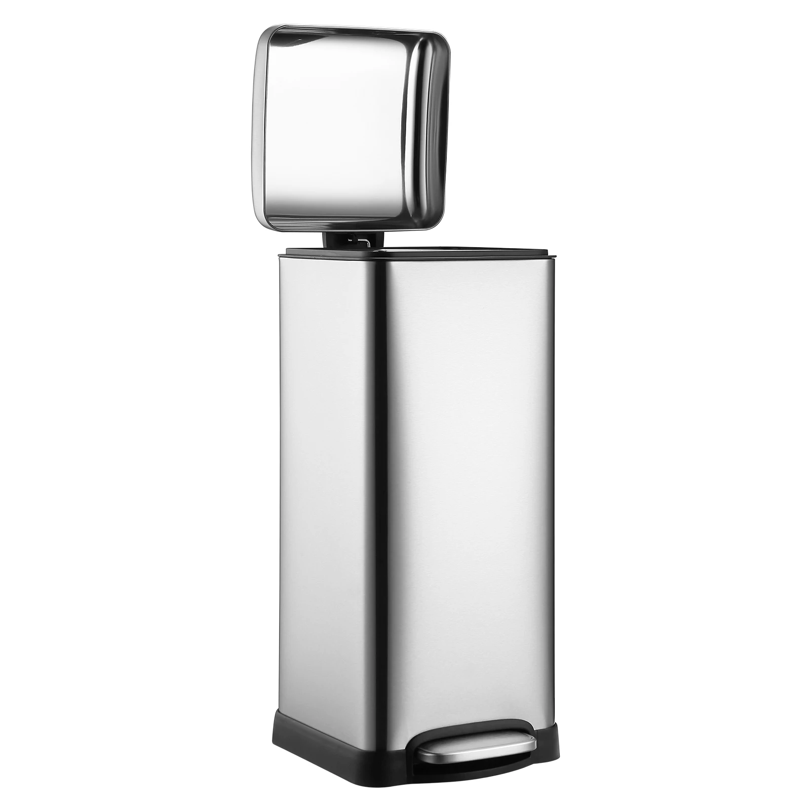 Kitchen Trash Can 8 Gallon, Stainless Steel Step Garbage Can with Soft-Close Quiet Lid, Stay-Open Design and Smudge-Resistant Finish, Indoor Garbage Bin for Kitchen Bathroom Home and Office
