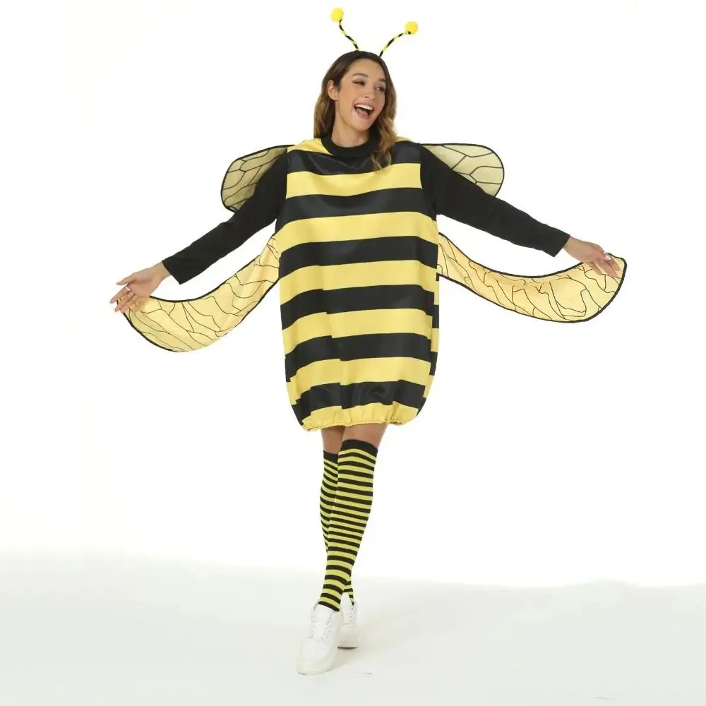 1set Costumes Outfit Yellow Bee Cosplay Jumpsuit Photo Prop Yellow Bee Holiday Costumes Props Cute Animal Cosplay Props