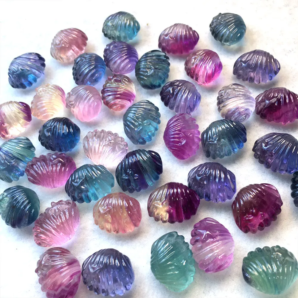 

3pcs/Lot Natural Fluorite Crystals Shell Mini Carvings Statue Reiki Rainbow Fluorite Crystal Healing Stone Home Decor Decoration