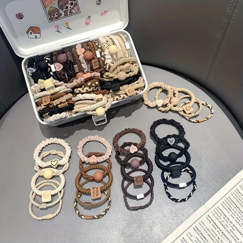25-teiliges Boho-Chic-Haargummis-Set für Damen, süßer Herz-Charm und elastische Stirnbänder mit Perlen, perfekt für Pferdeschwänze und Training im böhmischen Stil – Detail 2