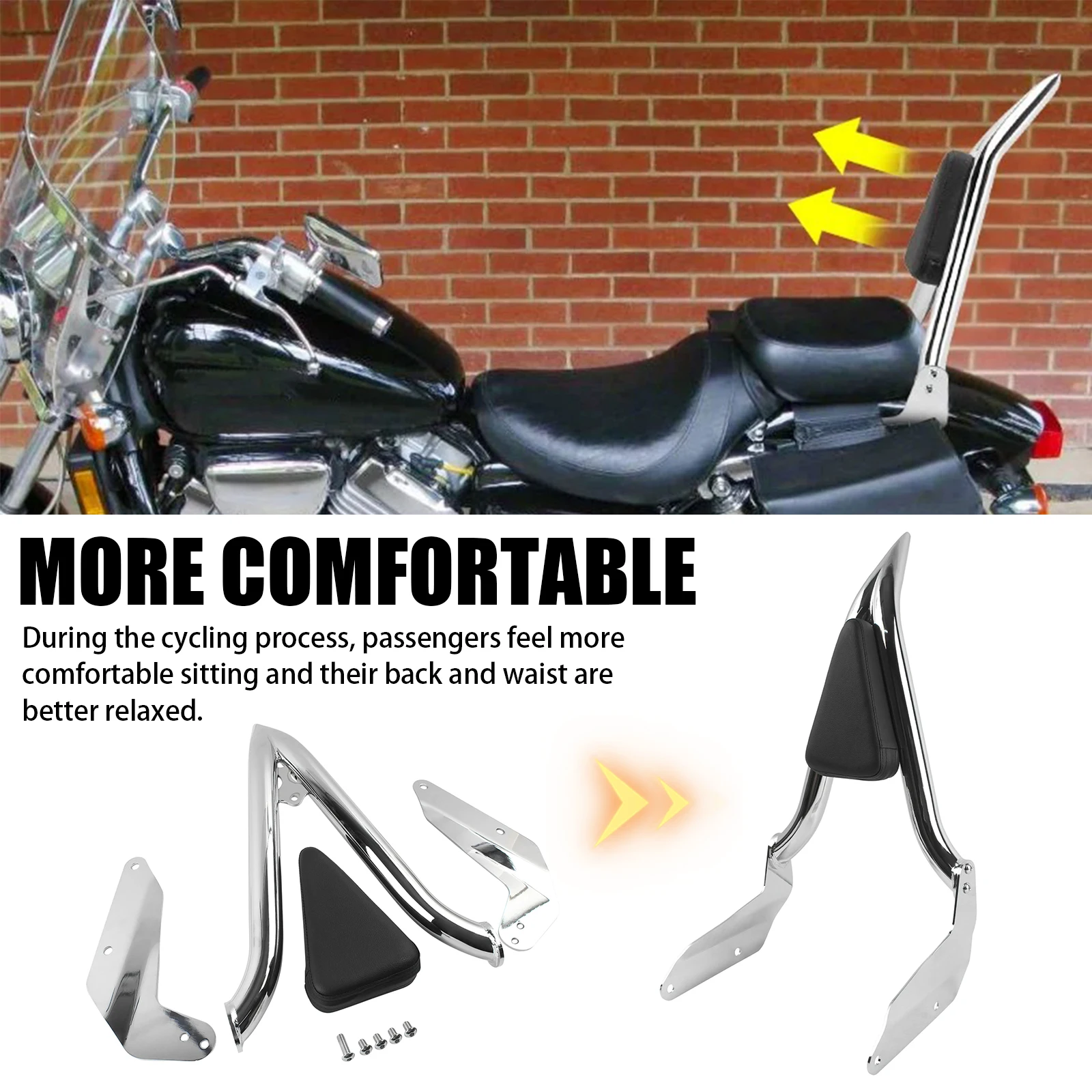 

Detachable Motorcycle Rear Passenger Sissy Bar Backrest W/Cushion Pad For Honda Magna VF250 1995-2006 VF750 VF750C 1994-2003