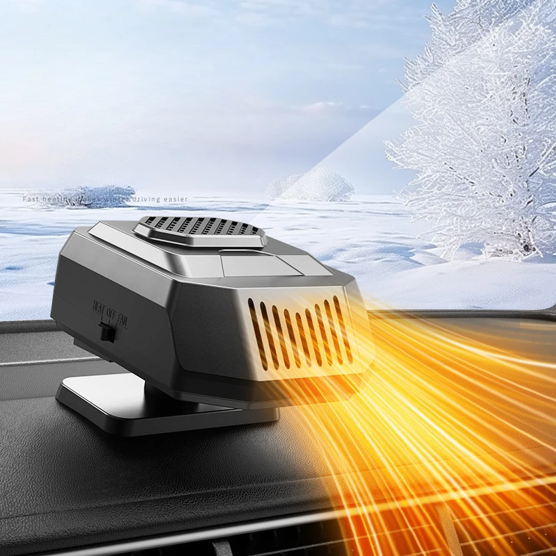 Electric Car Heater 12V/24V 200W Fast Heating Windshield Defroster 2 Speed Adjustment Car Heating Fan for Winter Humid Weather