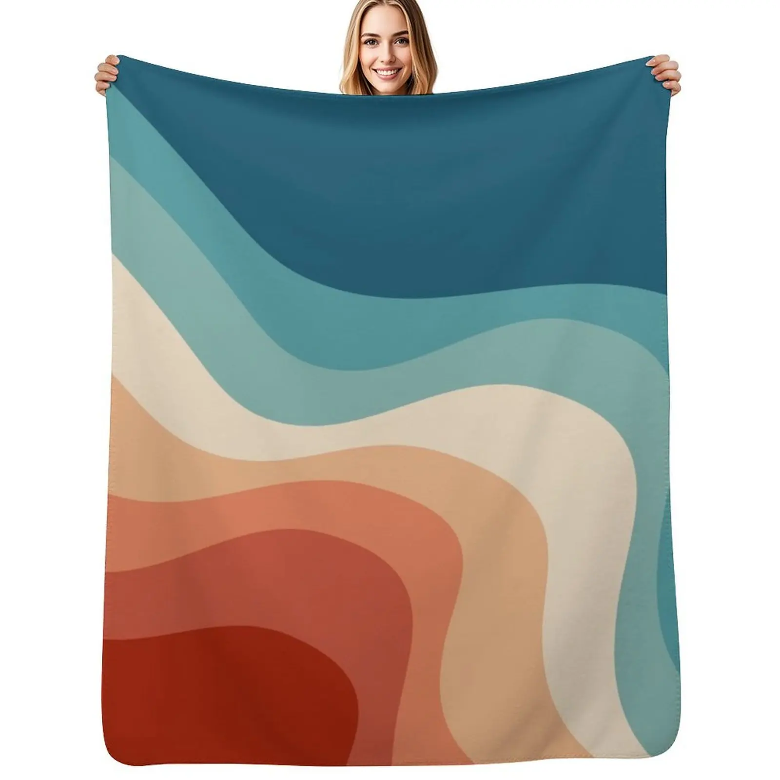 Retro style waves Throw Blanket Men's Soft Warm Throw Blanket for Couch