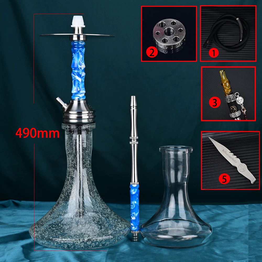 Wolfcoolvape Hookah Shisha Pipe kit original high quality hookah single tube pot resin stainless steel hookah pot complete set