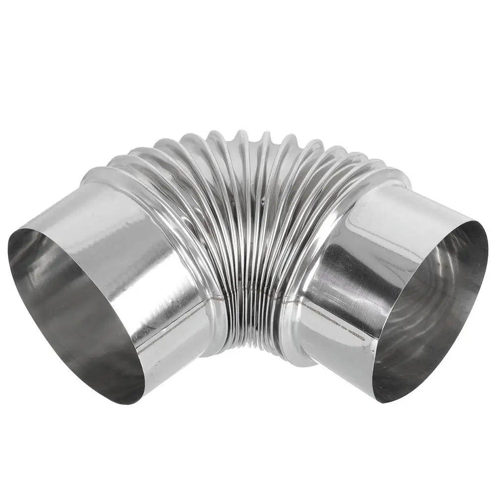 

Stainless Steel Flue 12CM Stainless Steel Flue Elbow Pipe for Stove Exhaust Vent Hose Kitchen Duct System Accessories