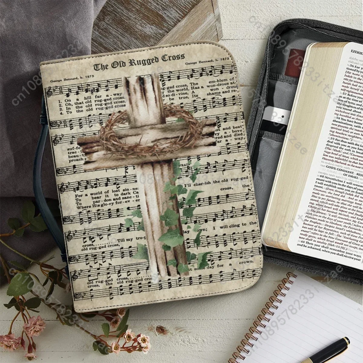 حقائب تخزين الكتاب المقدس النسائية العملية حقيبة يد جلدية PU سستة مقبض الكتاب المقدس حمل حقيبة مخصصة دراسة كتاب صناديق التخزين المقدسة #1