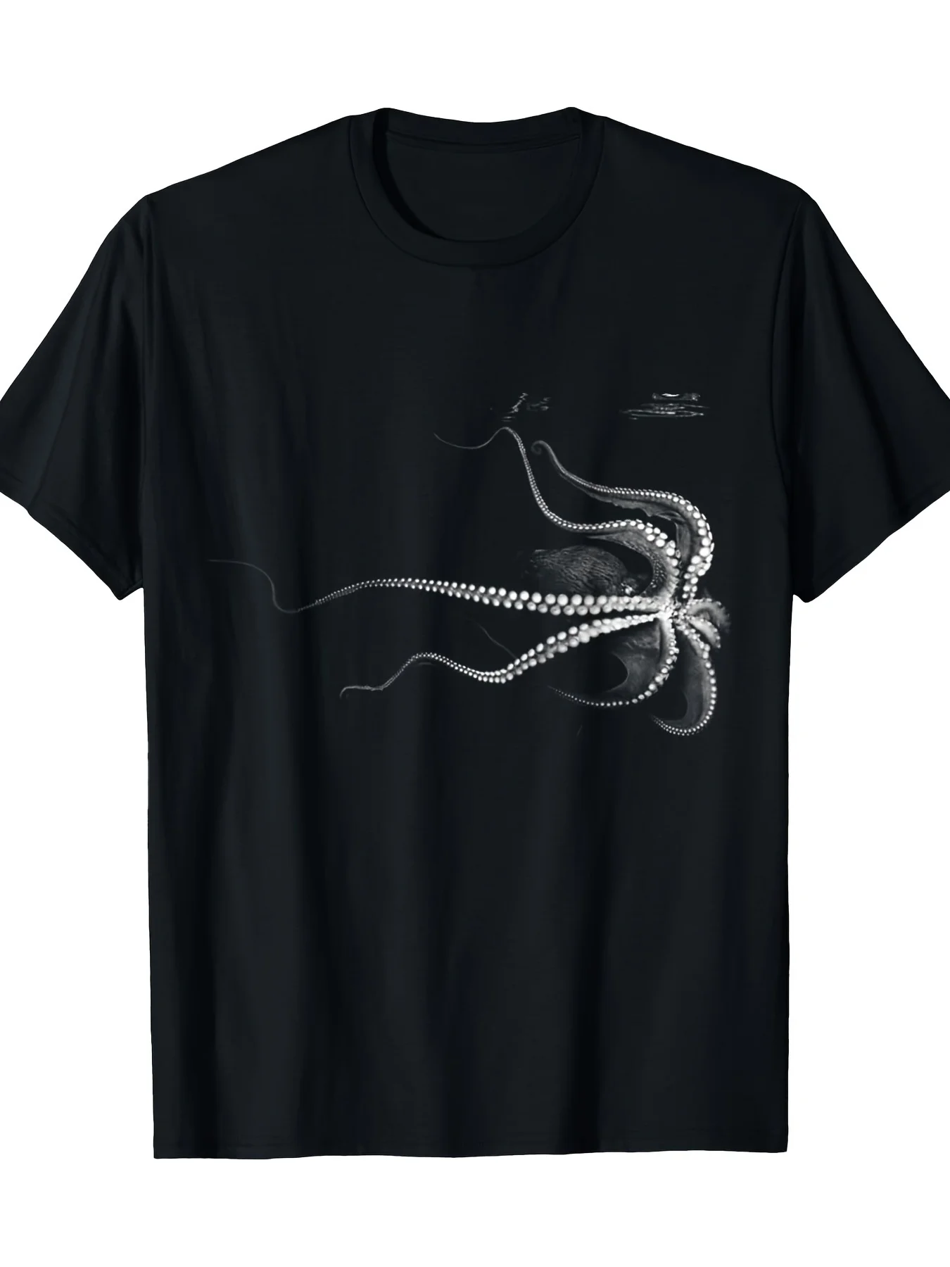 Men's Marine Creature Graphic T-shirt Soft Breathable Round-neck T-shirt with Octopus Print Street Hip Hop Everyday Men's Wear