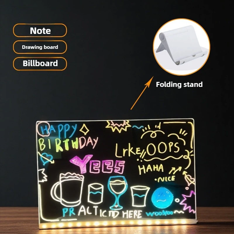 Large LED Message Board with Color Changing Light Acrylic Handwritten Billboard for Creative Stall Advertising and Night Light