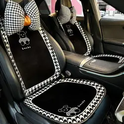 New Plush Cartoon Car Seat Cushion Pad Fashion Soft Breathable Car Seat Cushion Cover Decoration Dust Proof Interior Accessories