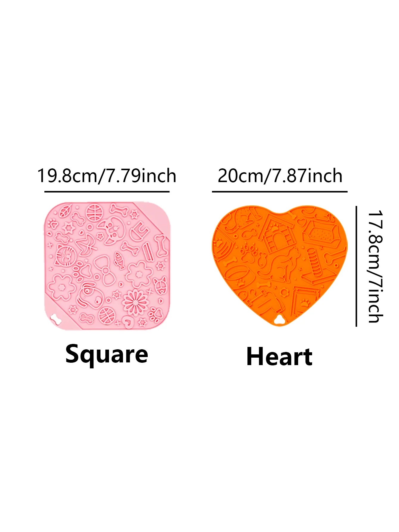 Square and heart-shaped dog and cat licking pads, silicone slow food pads with suction cups, can relieve anxiety in dog licking