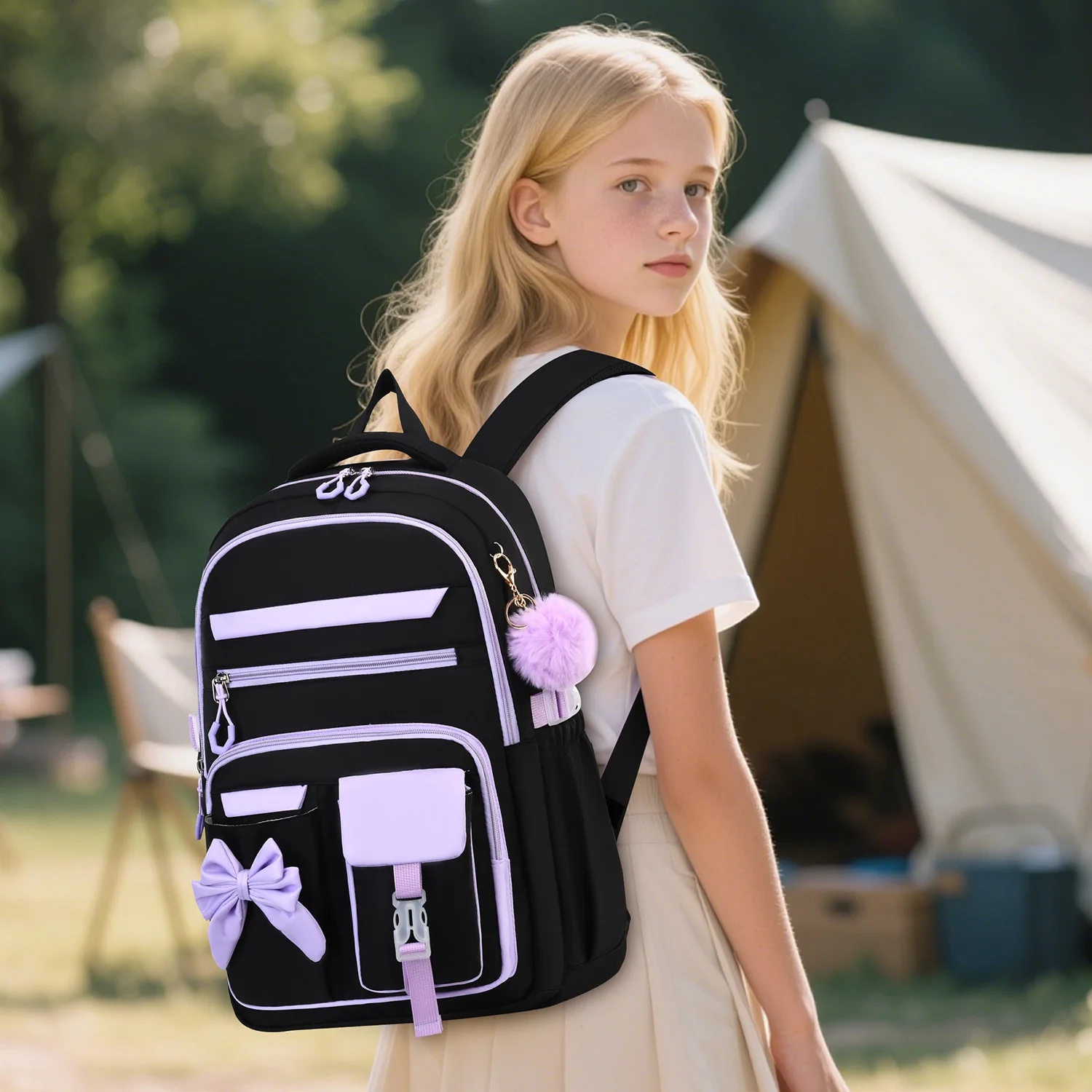 Cute Student Backpack 3pcs/set Primary Schoolbag Rabbits and Quicksand Kawaii Student Backpack Teenage Girls Handbag Rucksack