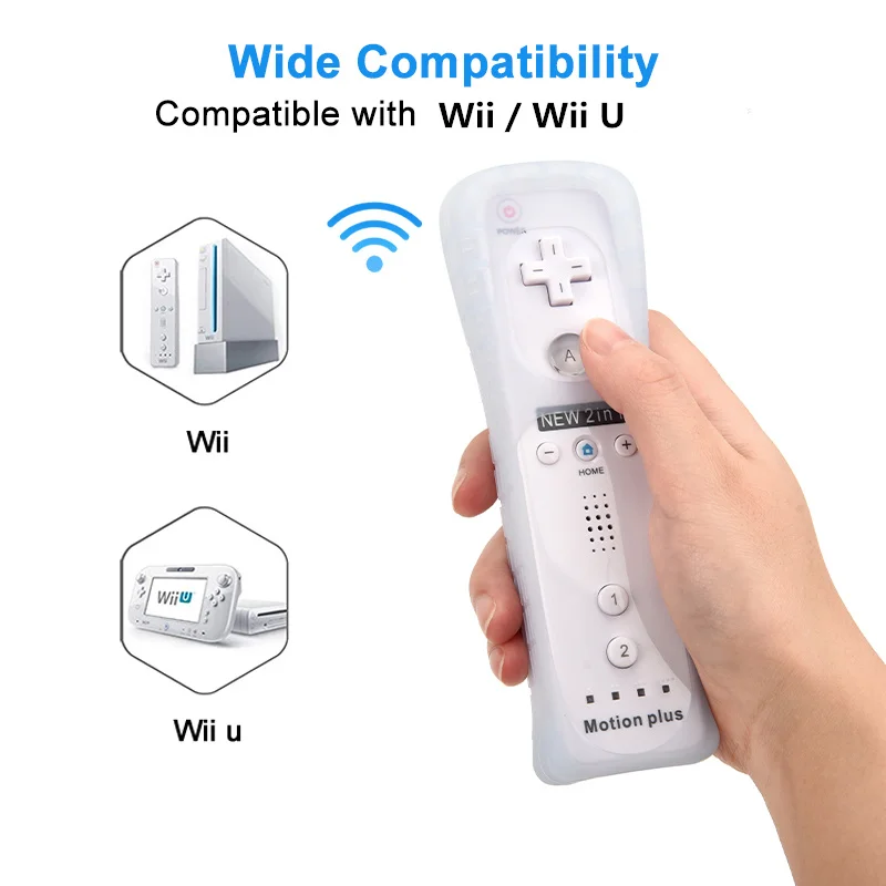 2PCS Remote Controller with Nunchuck Controller for Wii Console Wireless Gamepad with Motion Plus for  Wii Games Control