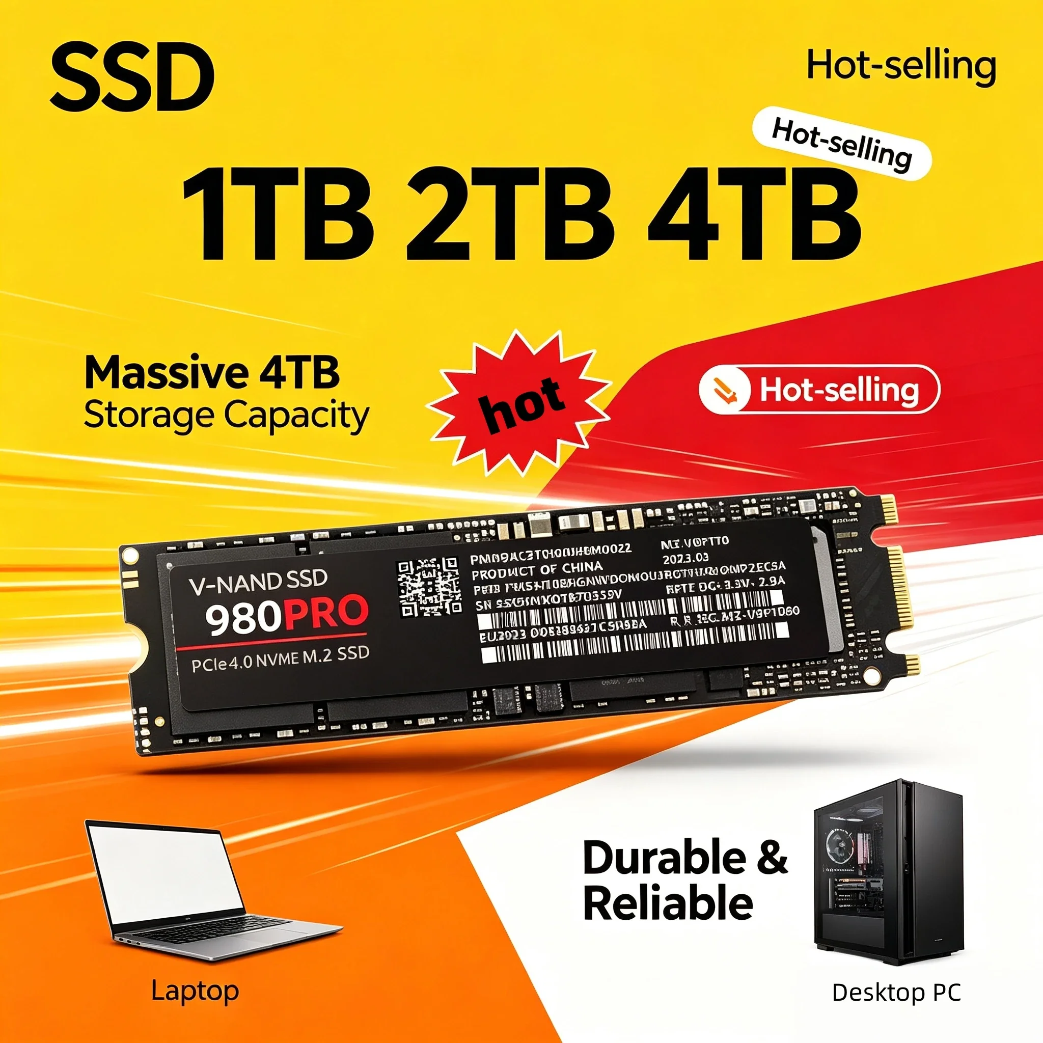 Origina M2 SSD 2TB NVMe PCIe 4.0 Internal Solid State Drive 7400MB/s For Gaming PC Laptop Super Performance X System