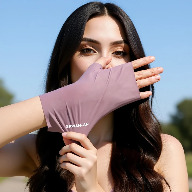1Pair Fingerless Sunshade Gloves Summer Sunscreen UV Protection Multicolor Gloves For Woman Breathable Driving Gloves Gifts
