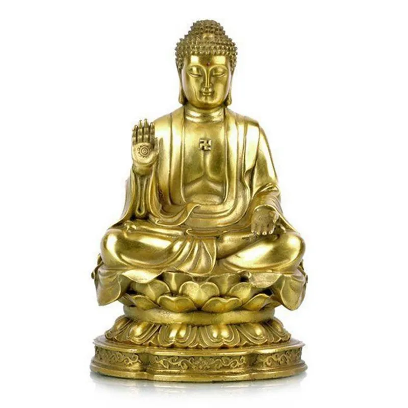 

Golden Shakyamuni Statue Decoration Buddha Statue Home Decor Crafts Hinduism Buddhist God Sculpture Brass Feng Shui Ornament