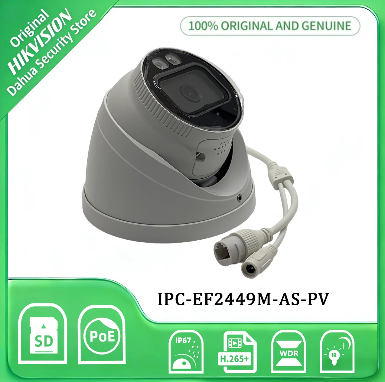 IPC-EF2449M-AS-PV 4MP AI Active Deterrence Camera Two Way Audio 40m Night Vision IP67 PoE Outdoor Camera