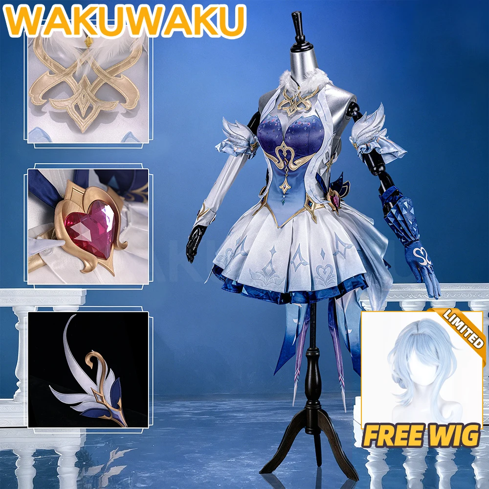 【Free Wig LMD】IN STOCK Odette Cosplay Costume Game Genshin Impact【S-2XL】WakuWaku-R Snezhnaya Odette Одетта Cosplay Wig Plus Size
