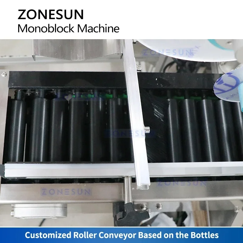 Zonesun tubo de ensaio de enchimento de frasco rotativo monobloco máquina automática de enchimento e rotulagem de garrafas ZS-AFCL4