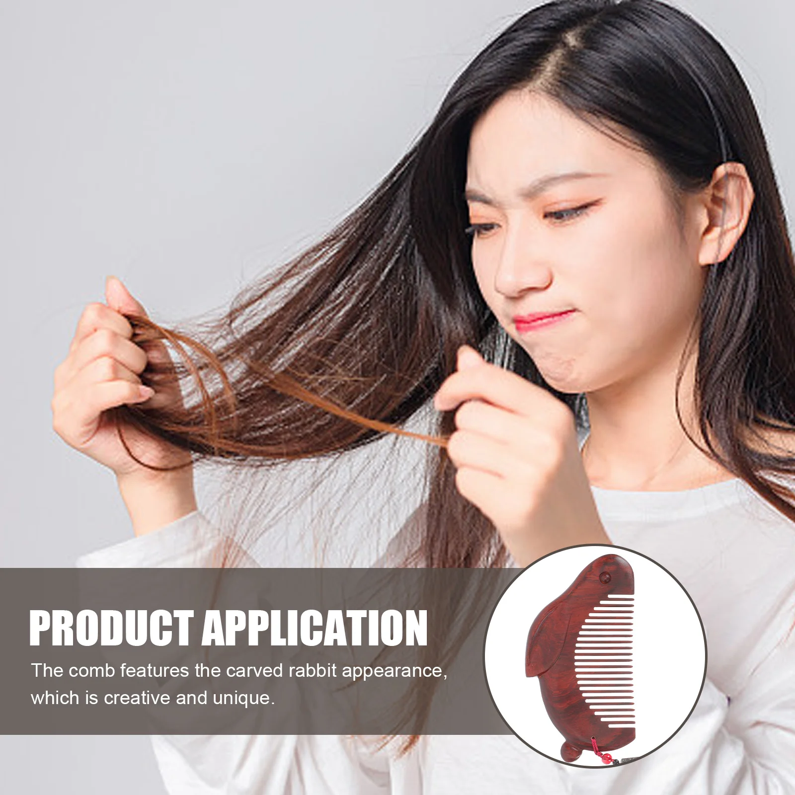 

Изысканная резная деревянная расческа в форме кролика, гладкая поверхность, без заусенцев, креативный подарок для влюбленных, семейного фестиваля, дня рождения