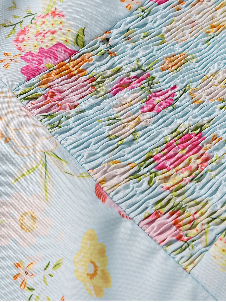 NewAsia Damen Neckholder, rückenfrei, bedruckt, Blumenmuster, Midi-Korsettkleid, Spaghettiträger, zum Binden, modisch, lässig, Urlaub, lange Kleider, Rosa – Detail 30