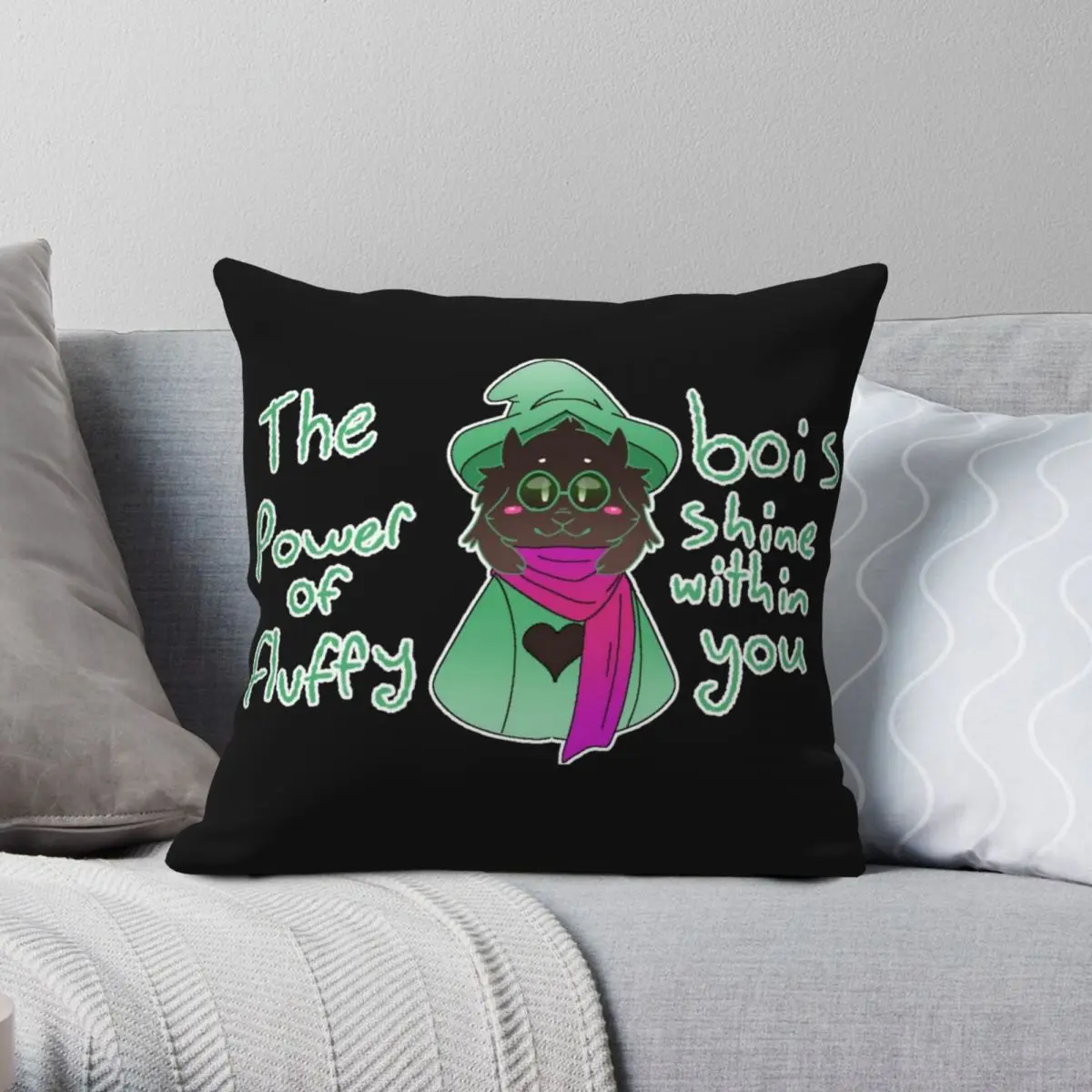 

Квадратная наволочка Deltarune Ralsei из полиэстера, льна, бархата, креативная Декоративная Подушка на молнии, искусственная наволочка для дивана, 18 дюймов