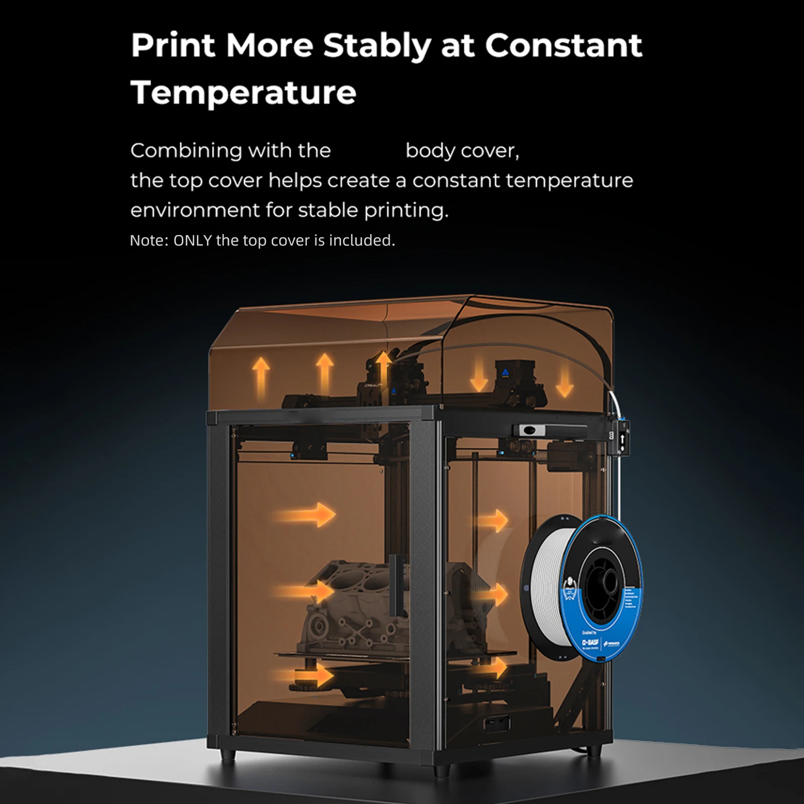 Top Cover for Ender-5 S1 3D Printer for Less Noise Dustproof Hassle- Translucent Black Acrylic Constant Temperature for Stable
