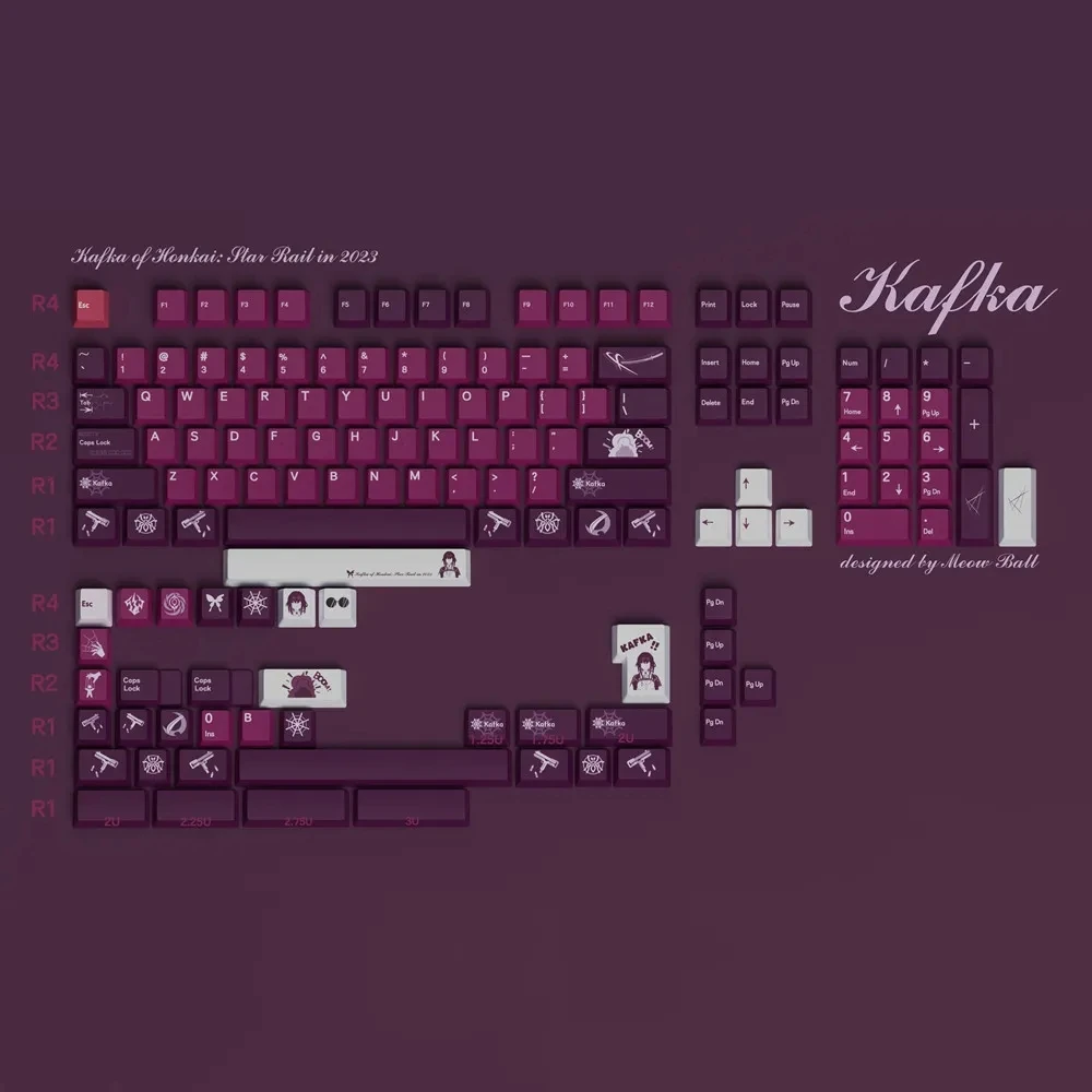 

144 клавиши Kafka колпачки для клавиш Cherry Profile PBT сублимационная колпачок для MX Switch Механическая клавиатура Игровая клавиатура GMK67 61 75 87 98
