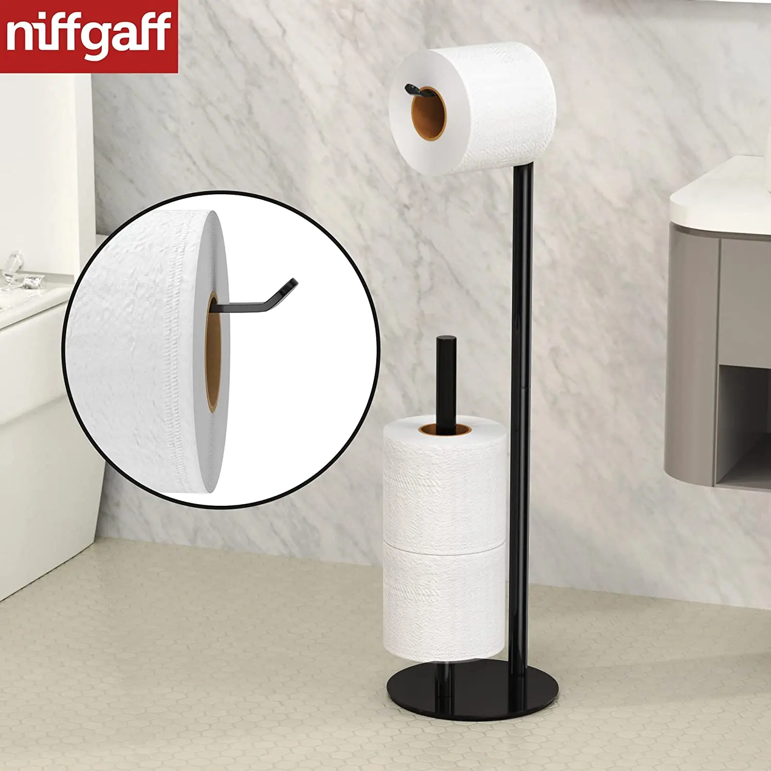 Stainless Steel Toilet Paper Storage Shelf Free Standing Toilet Paper Holder