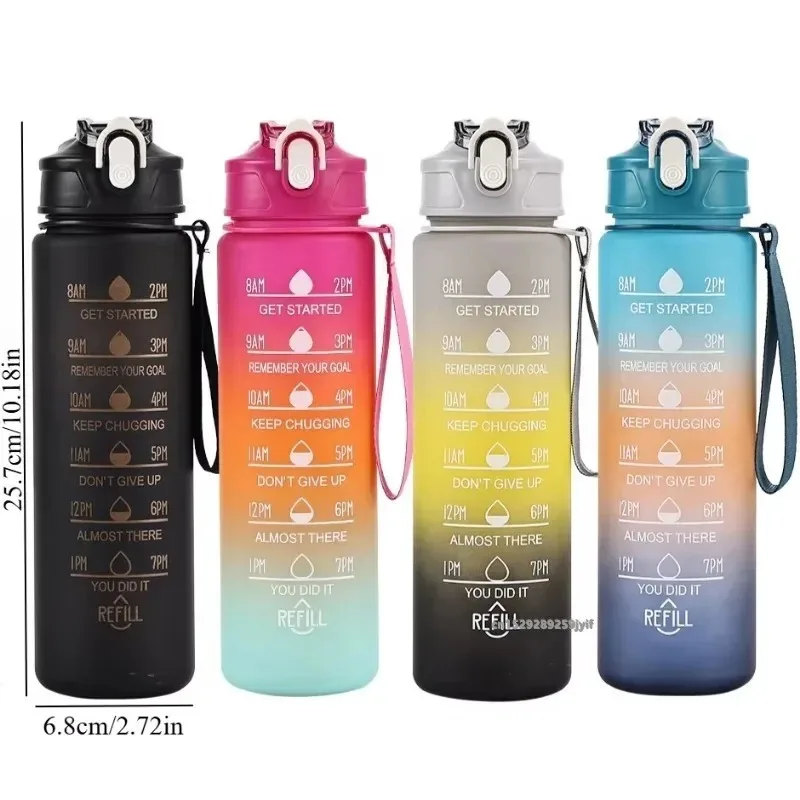 800ML Sports Water Bottle with Time-Tracking Straw Leak Proof Locking Flip Cover for Easy Carry Ideal for Outdoor Adventures