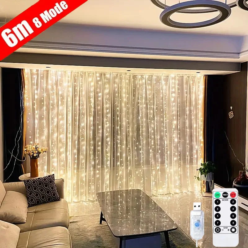 USB String Lights Holiday Wedding Fairy Light ghirlanda luci per camera da letto 3/4/6M tenda telecomandata LED decorazione natalizia