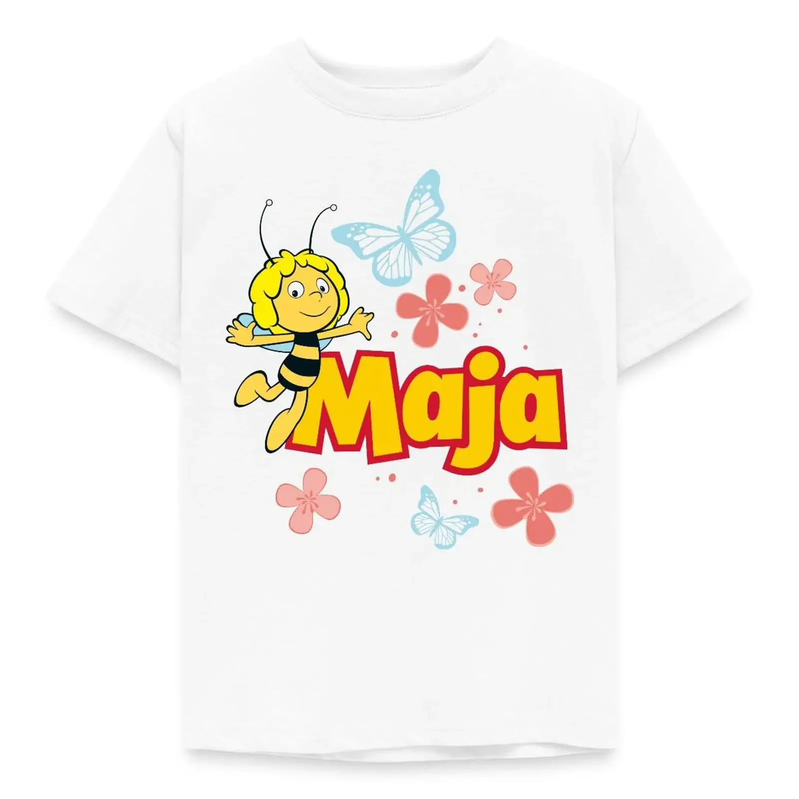 Spreadshirt Maya the Bee Logo Flowers Butterflies Children's T Shirt vintage Washed streetwear Casual Top For Everyday Wear
