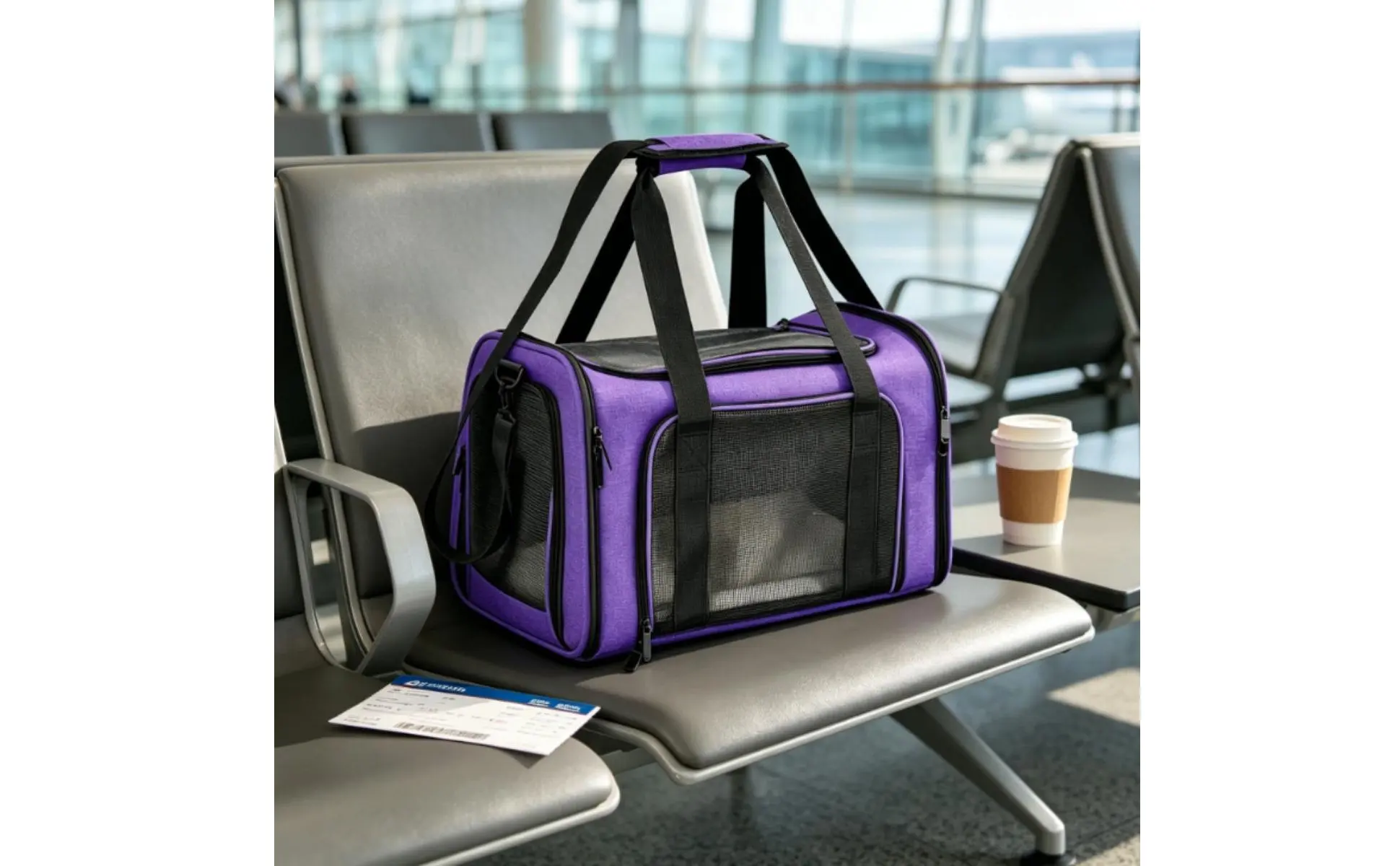 Mesh Pet Travel Carrier Foldable Design Soft Sided Pet Carrier Small Dog Travel Tote Lightweight Multiple Openings for Car Rides