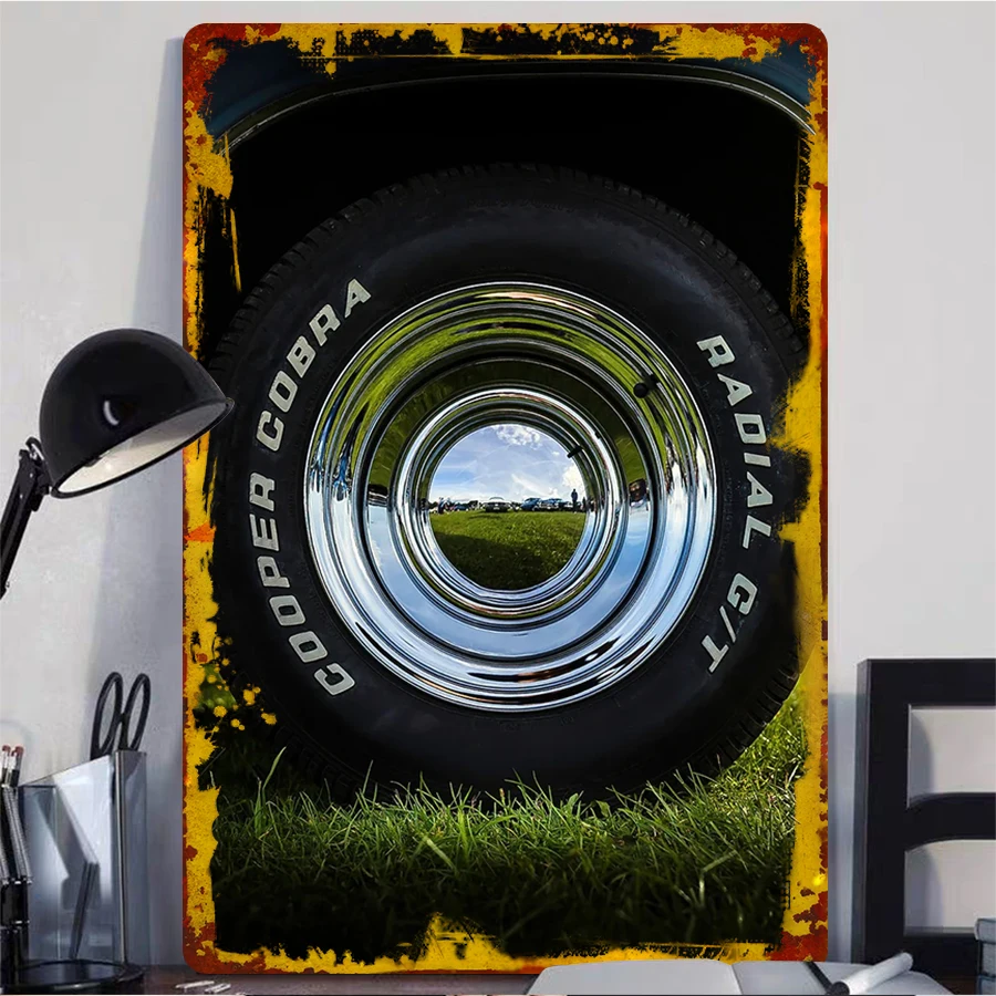 Radial Cobra Tinplate Signs Car Poster Wall Art Mural Custom Metal Sign for Garage Wall Art Decoration Aesthetic Room Decor Men