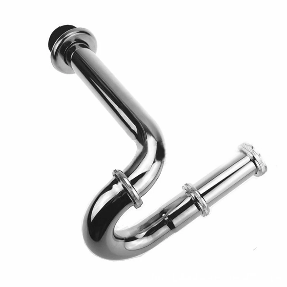 Stainless Steel Waste Drain Valve Siphon Odor Proof Drain Valve Used for Basin Drainage Wall Drainage Curved Drainage Pipe