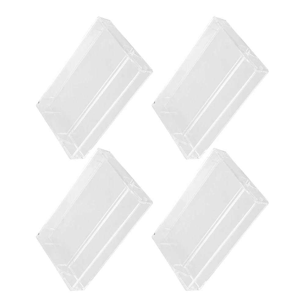

4pcs Tape Storage Box Retro Cassette Organizer Clear Plastic Cases For Audio Collection Craft Diy Projects