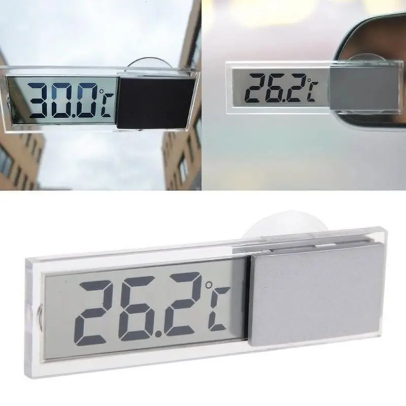 LCD Digital Thermometer Clock Car Truck Indoor Outdoor Temperature Sensor Suction Cup Electronic Display Meter Tool