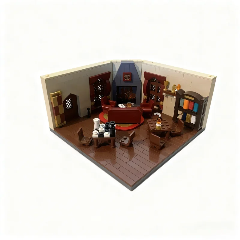 670pcs MOC Gryfflndor House Common Room Harry Model Building Blocks Festival Gifts Construction Assemble DIY Toy Creative Idea