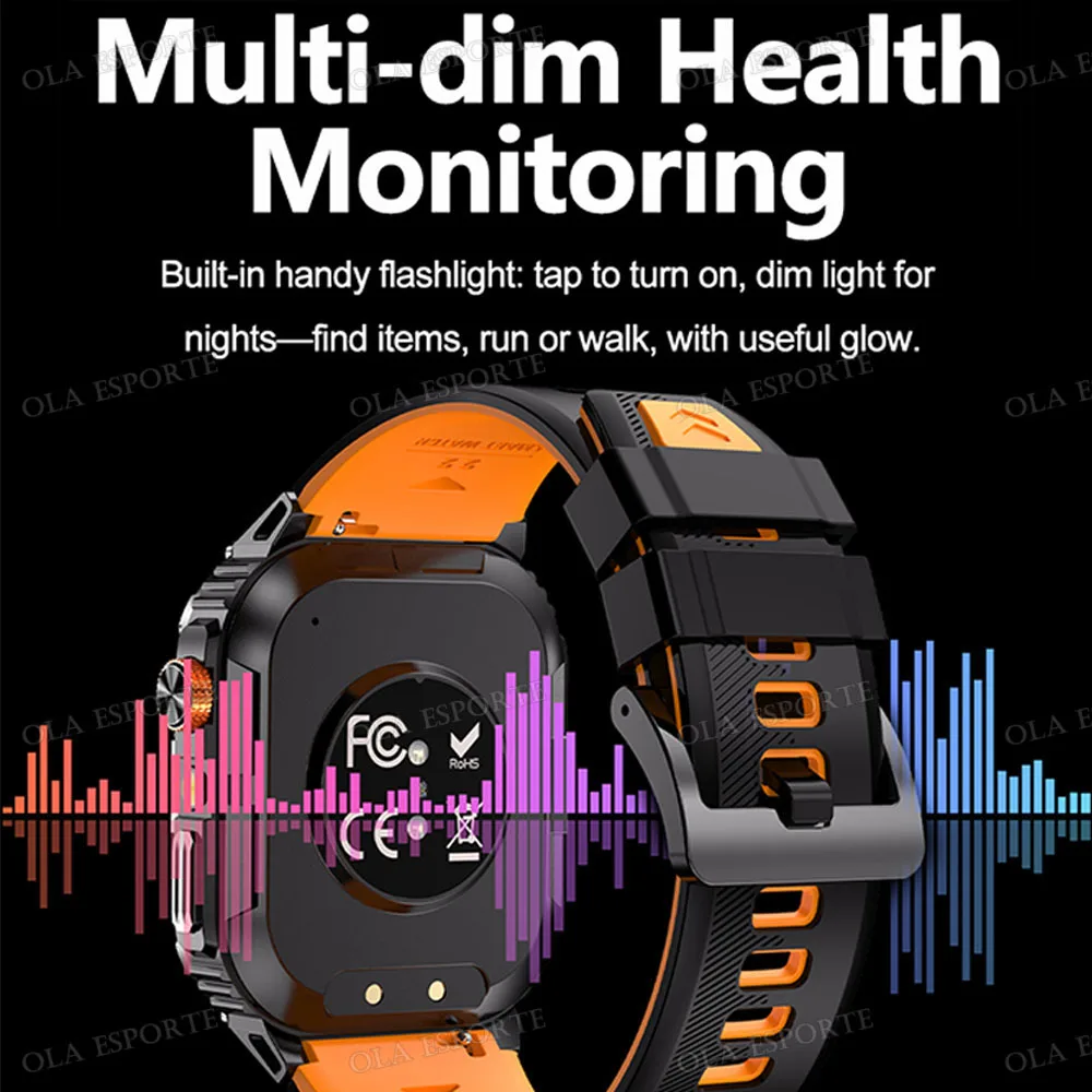 الرجال ساعة ذكية في الهواء الطلق IP68 مقاوم للماء 1000mAh بطارية عالية السعة بلوتوث الموسيقى دعوة Smartwatch 100 + أوضاع رياضية عداد الخطى