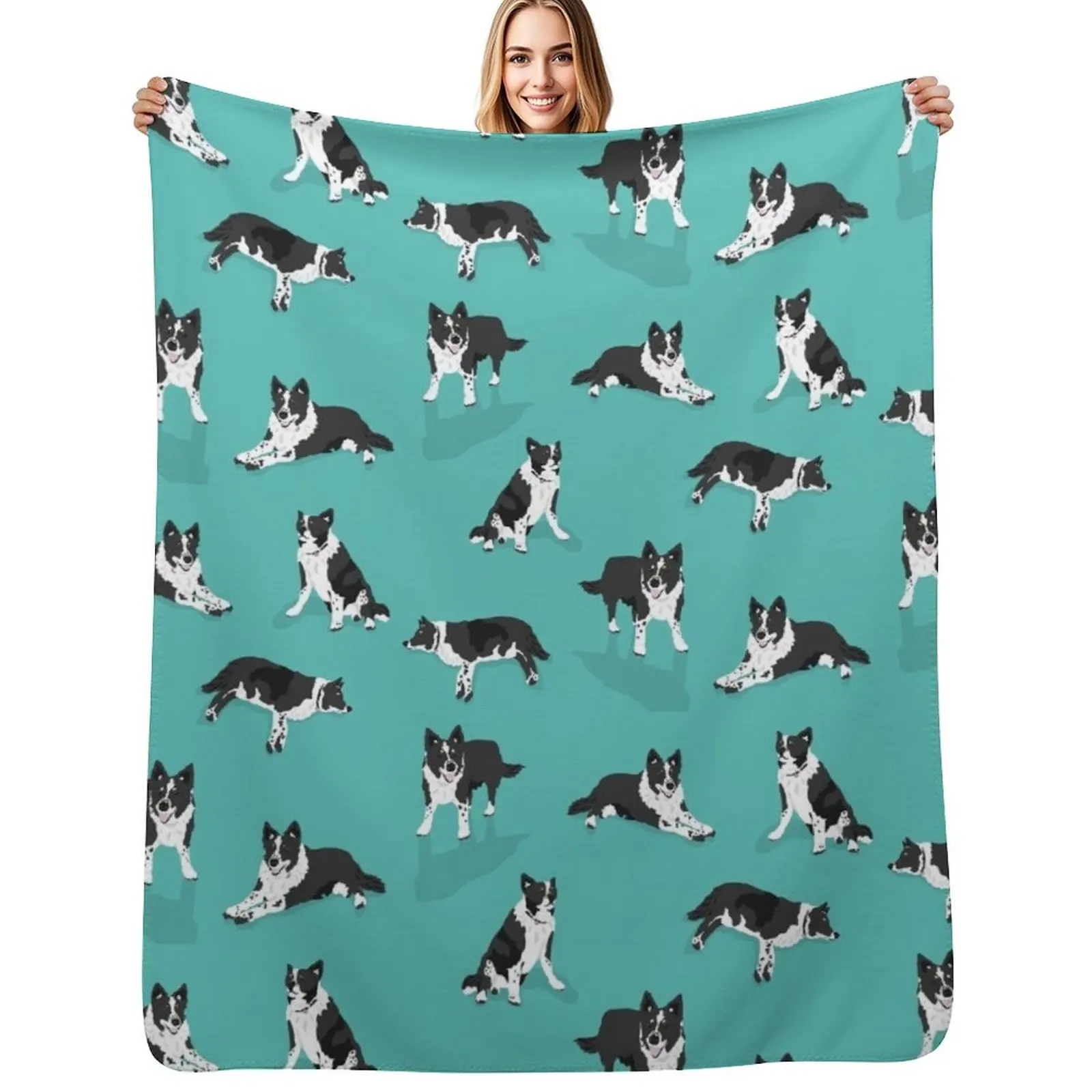 Border Collie Pattern Throw Blanket Decoratives Sofas Retros Fashion Sofas For Baby Blankets