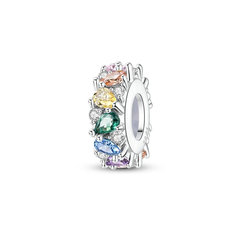 

Подвески из стерлингового серебра 925 пробы с цветными фианитами и фиксированным зажимом, подходят для оригинальных браслетов, для самостоятельного изготовления женских украшений, подарок