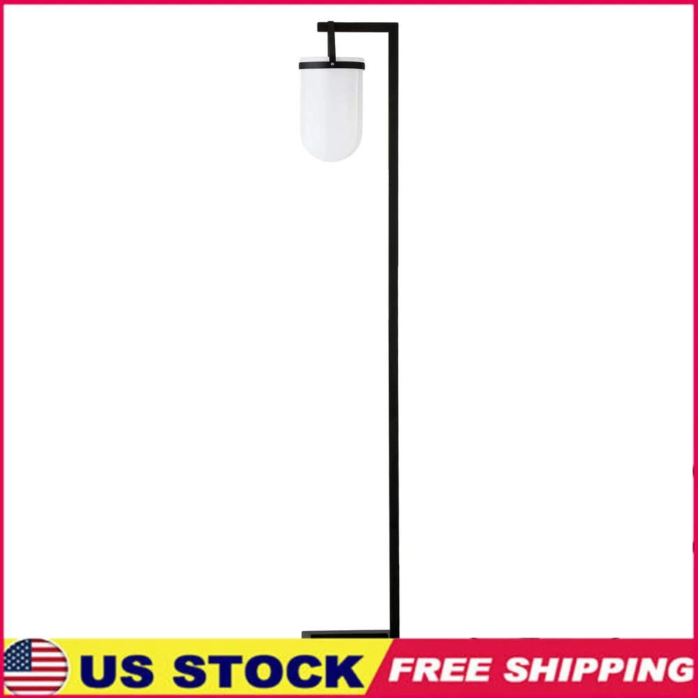 

Modern Industrial Floor Lamp 68 Inch Tall Lantern Style Glass Shade Blackened Bronze Living Room Bedroom Reading Nook